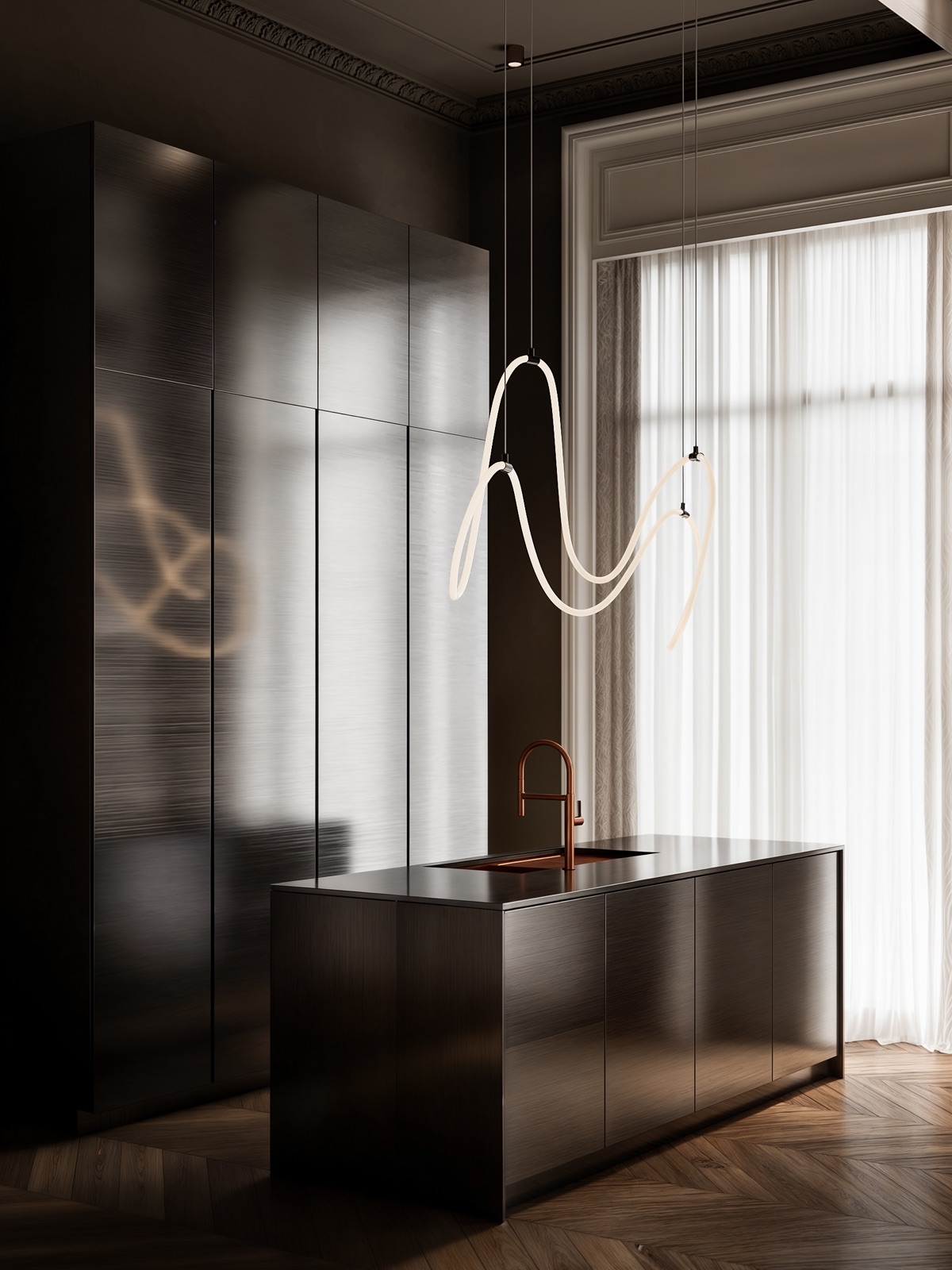 Hamovniki Penthouse — гостиная — фактуры, дизайн-проект квартиры